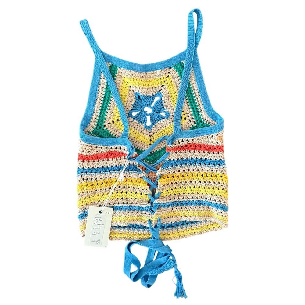 Mother Candy Stripe Cinch Tank Halter Top Fringe Midi Skirt Set size S NEW Tags - Picture 12 of 16